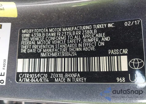 2018 Toyota C-Hr Xle z USA, uszkodzony, nr VIN NMTKHMBX1JR004204